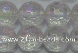CCC414 15.5 inches 12mm faceted round AB-color white crystal beads