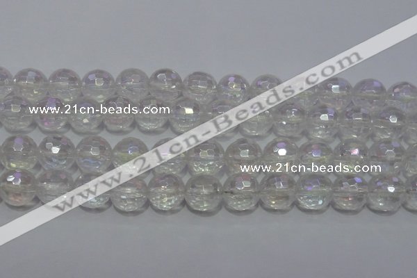 CCC414 15.5 inches 12mm faceted round AB-color white crystal beads