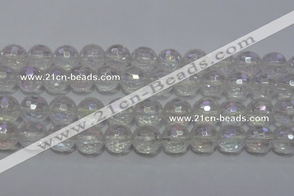 CCC415 15.5 inches 14mm faceted round AB-color white crystal beads