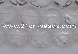 CCC502 15.5 inches 8mm faceted coin natural white crystal beads