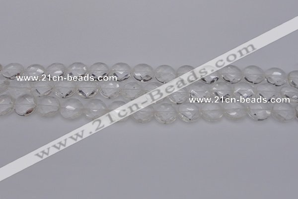 CCC502 15.5 inches 8mm faceted coin natural white crystal beads