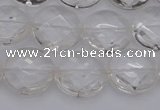 CCC504 15.5 inches 12mm faceted coin natural white crystal beads