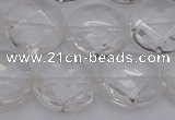 CCC507 15.5 inches 18mm faceted coin natural white crystal beads