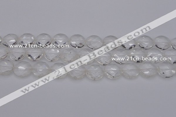 CCC508 15.5 inches 20mm faceted coin natural white crystal beads