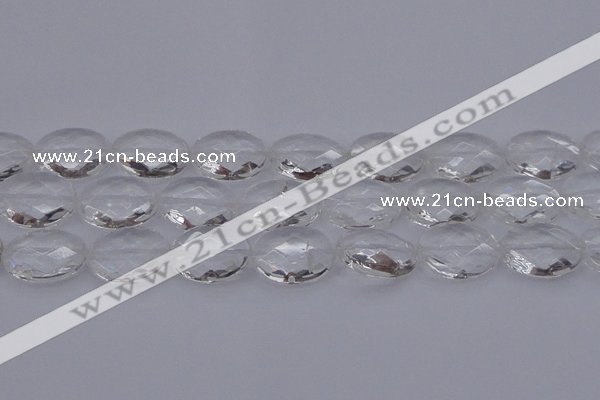 CCC518 15.5 inches 20*30mm faceted oval natural white crystal beads