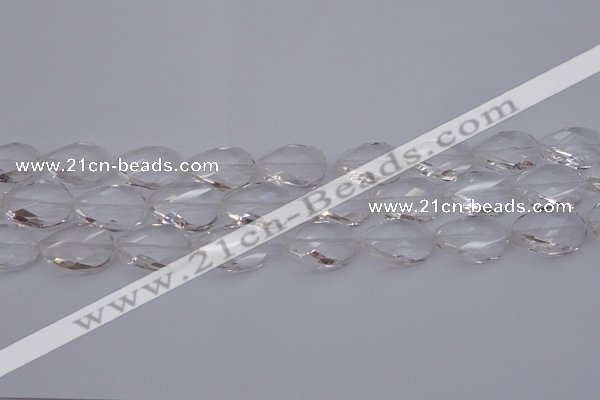 CCC520 15.5 inches 15*20mm twisted & faceted oval white crystal beads