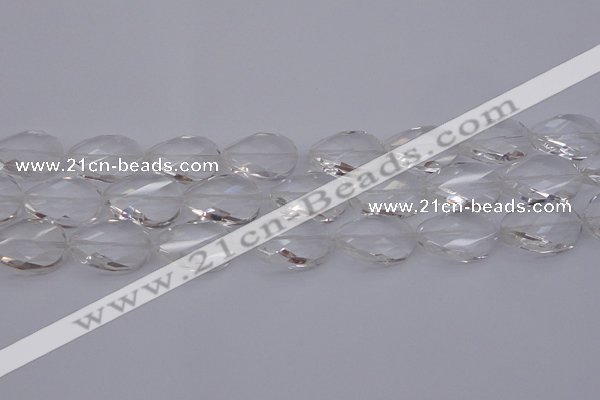 CCC521 15.5 inches 18*25mm twisted & faceted oval white crystal beads