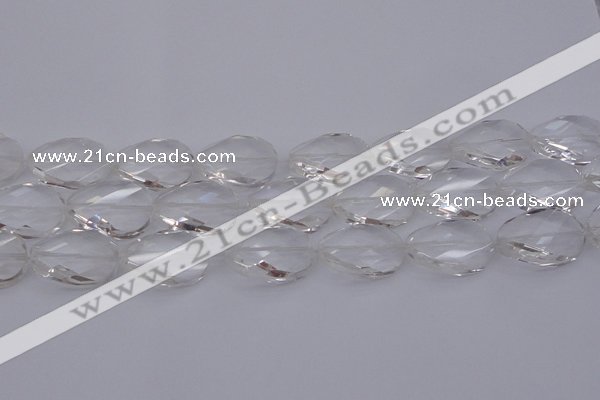 CCC522 15.5 inches 20*30mm twisted & faceted oval white crystal beads