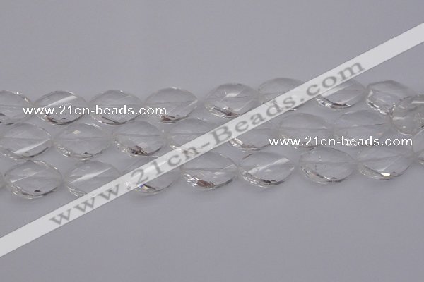 CCC526 15.5 inches 18*25mm twisted & faceted teardrop white crystal beads