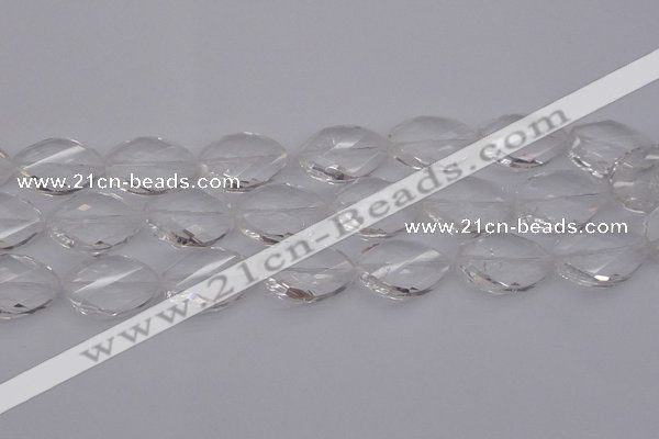 CCC527 15.5 inches 20*30mm twisted & faceted teardrop white crystal beads