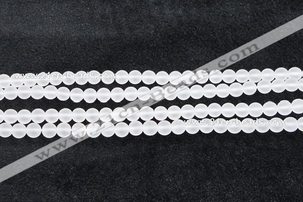 CCC601 15.5 inches 6mm round matte natural white crystal beads