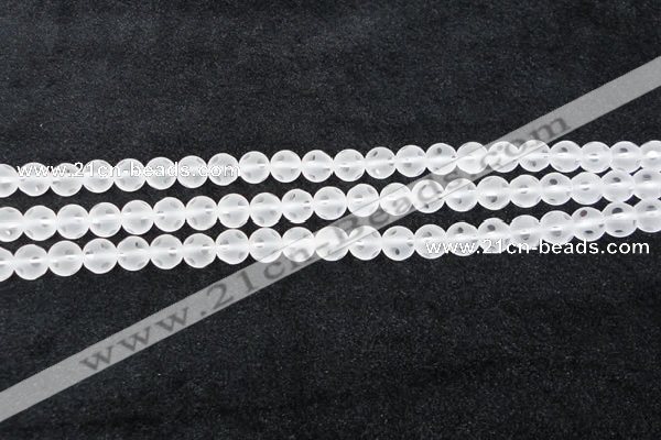 CCC606 15.5 inches 6mm faceted round matte natural white crystal beads