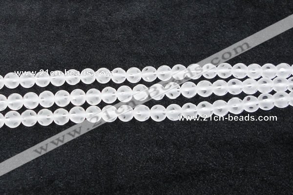 CCC607 15.5 inches 8mm faceted round matte natural white crystal beads