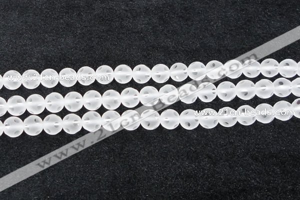 CCC609 15.5 inches 12mm faceted round matte natural white crystal beads