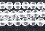 CCC611 15.5 inches 6mm faceted round matte natural white crystal beads