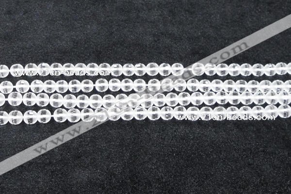 CCC611 15.5 inches 6mm faceted round matte natural white crystal beads