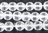 CCC612 15.5 inches 8mm faceted round matte natural white crystal beads