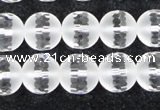 CCC613 15.5 inches 10mm faceted round matte natural white crystal beads