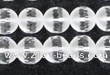 CCC614 15.5 inches 12mm faceted round matte natural white crystal beads