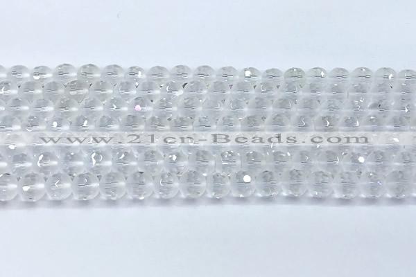 CCC640 15 inches 6mm faceted round white crystal beads