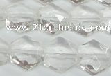 CCC750 15.5 inches 14*14mm faceted hexagon natural white crystal beads