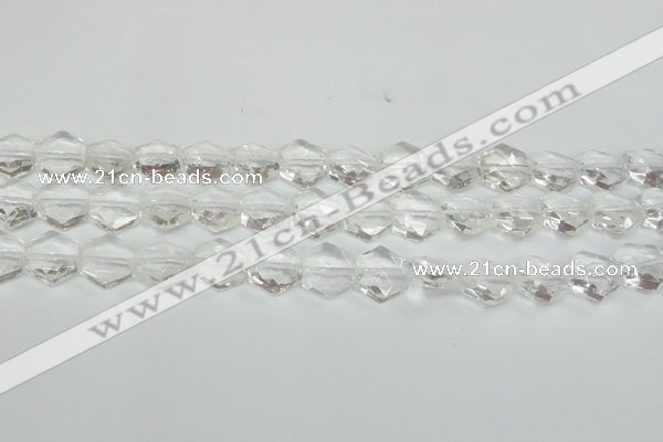 CCC750 15.5 inches 14*14mm faceted hexagon natural white crystal beads