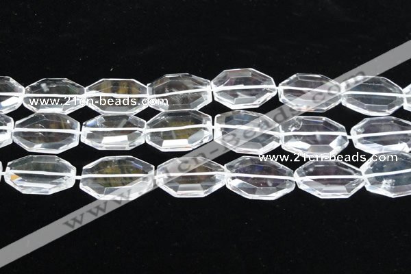 CCC752 15.5 inches 18*28mm faceted octagonal natural white crystal beads