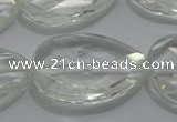 CCC812 22*30mm faceted flat teardrop natural white crystal beads