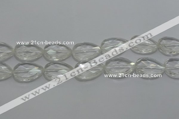 CCC812 22*30mm faceted flat teardrop natural white crystal beads