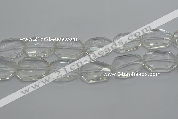 CCC815 15.5 inches 25*30mm faceted freeform natural white crystal beads