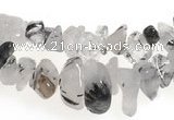 CCH08 35 inches black & white quartz rutilated chips beads