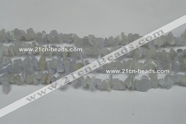 CCH218 34 inches 5*8mm blue chalcedony chips gemstone beads wholesale