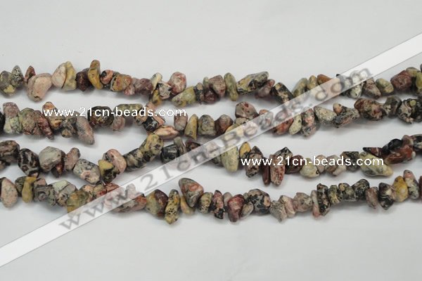 CCH226 34 inches 5*8mm red leopard skin jasper chips beads wholesale