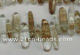 CCH340 15.5 inches 5*20mm gold sand quartz chips beads wholesale