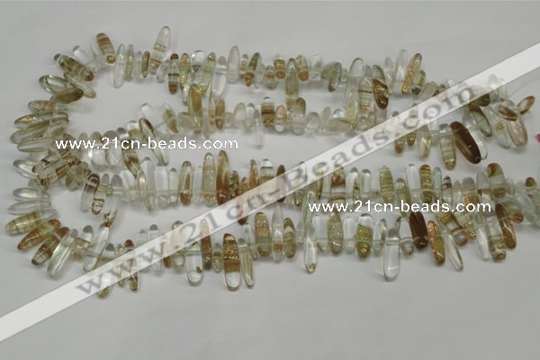 CCH340 15.5 inches 5*20mm gold sand quartz chips beads wholesale