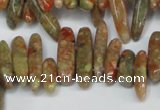 CCH342 15.5 inches 5*20mm New unakite chips gemstone beads wholesale