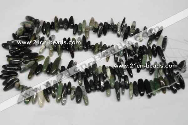 CCH343 15.5 inches 5*20mm moss agate chips gemstone beads wholesale