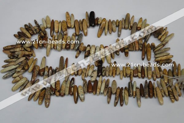 CCH345 15.5 inches 5*20mm picture jasper chips beads wholesale