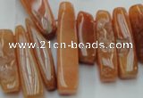 CCH406 15.5 inches 6*25mm - 12*38mm red aventurine chips beads