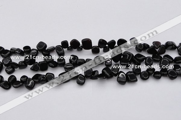 CCH640 15.5 inches 6*8mm - 10*14mm black agate chips beads