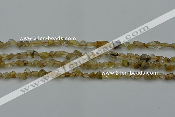 CCH673 15.5 inches 4*6mm - 5*8mm golden rutilated quartz chips beads