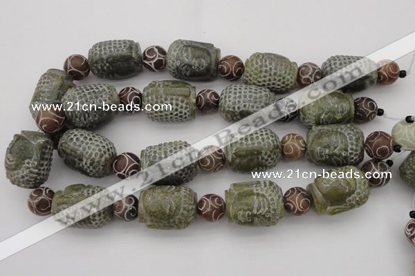 CCJ237 15.5 inches 22*28mm carved buddha China jade beads