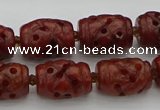 CCJ325 15.5 inches 12*16mm - 13*18mm carved drum China jade beads