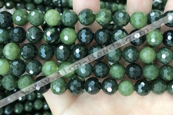 CCJ339 15.5 inches 10mm faceted round China green jade beads