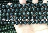 CCJ344 15.5 inches 8mm faceted round dark green jade beads