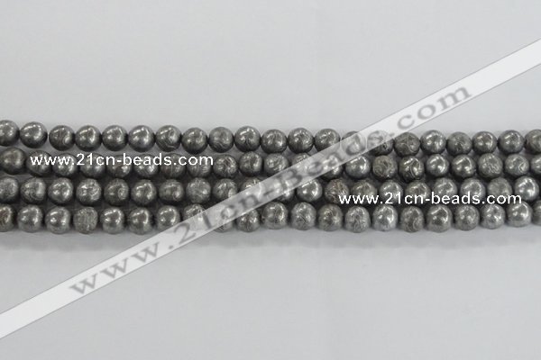 CCJ350 15.5 inches 8mm carved round plated China jade beads