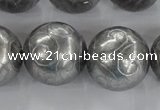 CCJ355 15.5 inches 25mm carved round plated China jade beads