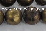 CCJ356 15.5 inches 25mm carved round plated China jade beads