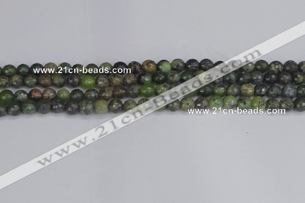 CCJ421 15.5 inches 6mm faceted round dendritic green jade beads