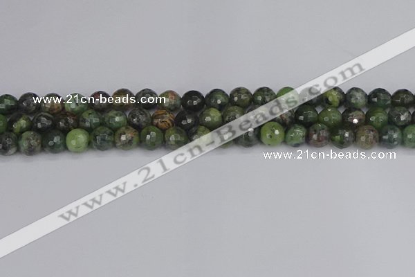 CCJ422 15.5 inches 8mm faceted round dendritic green jade beads